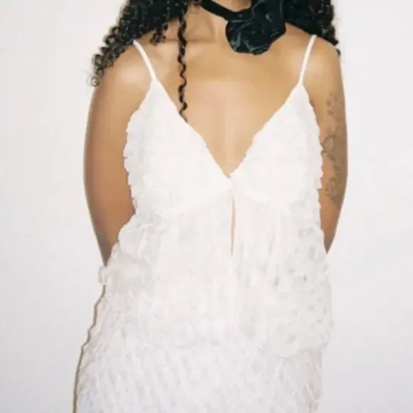 Lisa Say Gah Sz S Ivy Top Vanilla Ruffle Tank Top - Picture 3 of 16